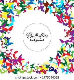 Vector colored silhouette of a butterfly, frame on a white background, design element