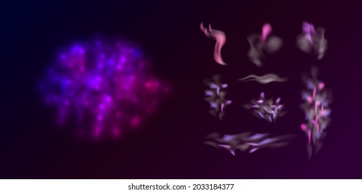 Vector Colored Smoke Illustration, Abstract Colorful Smoke Set, Abstract Shapes.