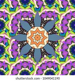 Vector colored snowflakes design decorative Christmas element on a blue, violet and green colors.