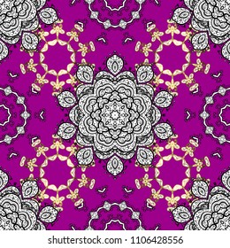 Vector colored snowflakes design decorative Christmas element on a purple, white and black colors.