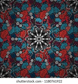 Vector colored snowflakes design decorative Christmas element on a black, blue and gray colors.