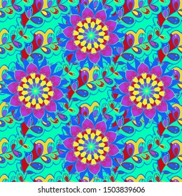 Vector colored snowflakes design decorative Christmas element on a blue, violet and green colors.