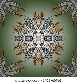 Los copos de nieve de color Vector diseñan elementos de Navidades decorativas en colores verde, neutro y blanco.