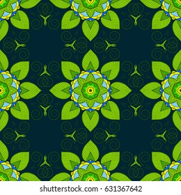 Vector colored snowflakes design decorative Christmas element on a blue background.