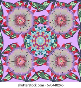 Vector colored snowflakes design decorative Christmas element on a colorful background.