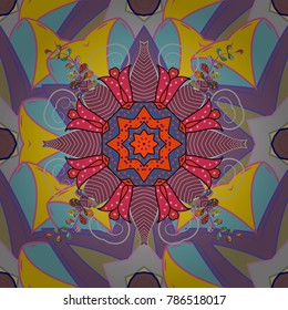 Vector colored snowflakes design decorative Christmas element on a blue background.
