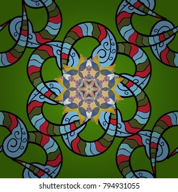 Vector colored snowflakes design decorative Christmas element on a green, blue and black colors.