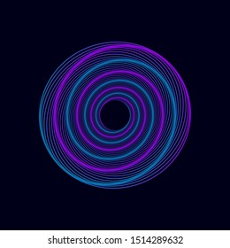 Vector colored spiral. Twisted abstract wireframe tunnel.