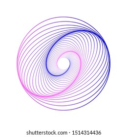 Vector colored spiral. Twisted abstract wireframe tunnel.