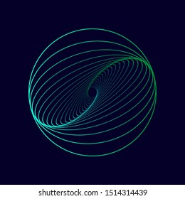 Vector colored spiral. Twisted abstract wireframe tunnel.
