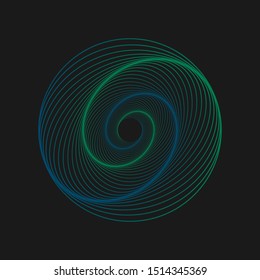 Vector colored spiral. Twisted abstract wireframe tunnel.