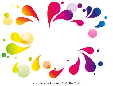 Vector colored splashes and bubbles in abstract shape