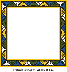 Vector colored square classic byzantine ornament. Rectangle, border, Ancient Greece, Eastern Roman Empire frame. Decoration of the Russian Orthodox Church
