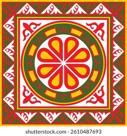 Vector colored square classic byzantine ornament. Rectangle, border, Ancient Greece, Eastern Roman Empire frame. Decoration of the Russian Orthodox Church
