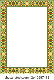 Vector colored square classic byzantine ornament. Rectangle, border, Ancient Greece, Eastern Roman Empire frame. Decoration of the Russian Orthodox Church
