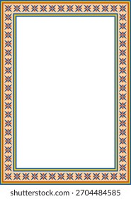 Ornamento byzantine clássico quadrado colorido de vetor. Retângulo, fronteira, Grécia Antiga, quadro Império Romano do Leste. Decoração da Igreja Ortodoxa Russa
