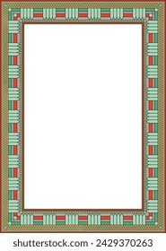 Vector colored square Egyptian ornament. Endless Rectangle, Ring of Ancient Egypt. Geometric African frame.
