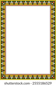 Vector colored square Egyptian ornament. Rectangle, frame, ancient Egypt.Pattern of lotus flowers and sun
