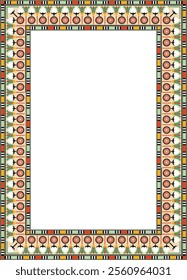 Vector colored square Egyptian ornament. Endless Rectangle, Ring of Ancient Egypt. Geometric African frame.
