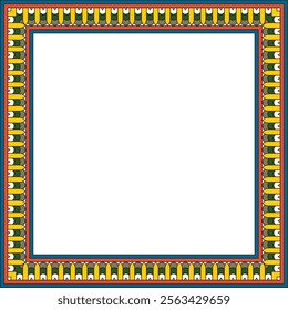 Vector colored square Egyptian ornament. Rectangle, frame, ancient Egypt.Pattern of lotus flowers and sun
