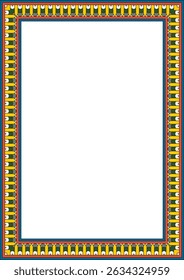 Vector colored square Egyptian ornament. Rectangle, frame, ancient Egypt.Pattern of lotus flowers and sun
