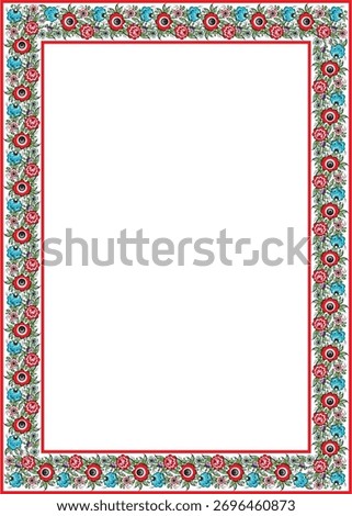 Vector colored square ethnic Russian national ornament. floral slavic pattern, border, frame. Gorodets painting. wreath
