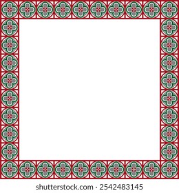 Vector colored square gothic ornament. Medieval European rectangle, border. Classic pattern of the Germans, Angles, Saxons, Franks.
