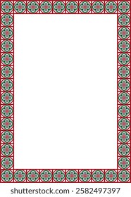 Vector colored square gothic ornament. Medieval European rectangle, border. Classic pattern of the Germans, Angles, Saxons, Franks.
