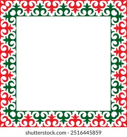 Vector colored square Kazakh national ornament. Ethnic pattern of the peoples of the Great Steppe,
