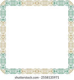 Vector colored square Kazakh national ornament. Ethnic pattern of the peoples of the Great Steppe,
