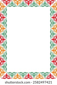 Vector colored square Kazakh national ornament. Ethnic pattern of the peoples of the Great Steppe,
