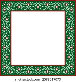 Vector colored square Turkish national ornament. Ottoman border, frame. Ethnic floral rectangle, Seljuk Turks pattern. Decoration of the Sultan's palaces.
