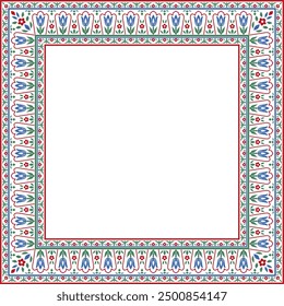 Vector colored square turkish ornament. Endless ottoman national border, frame