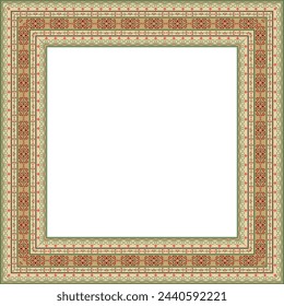 Vector colored square Yakut ornament. Infinite rectangle, border, frame of the northern peoples of the Far East.