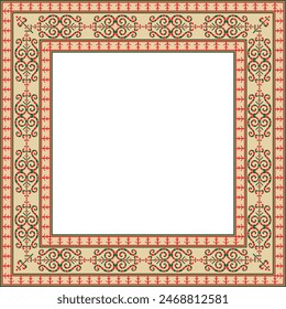 Vector colored square Yakut ornament. Infinite rectangle, border, frame of the northern peoples of the Far East.