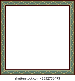 Vector colored square Yakut ornament. Infinite rectangle, border, frame of the northern peoples of the Far East.