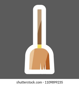 Vector colored sticker of a broom or a mop. White vector icon. Layers grouped for easy editing illustration.  For your design. 