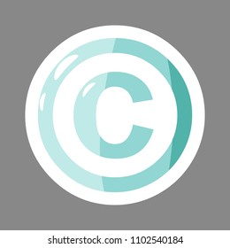 Vector  colored sticker icon  copyright. Copyright icon. Layers grouped for easy editing illustration.  For your design. 