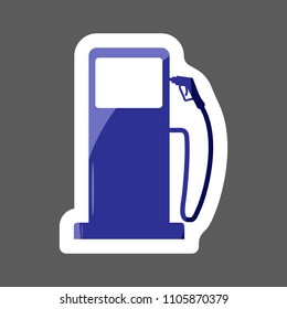 Vector colored sticker icon of a gas station, gasoline, petrol, benzine, gas, essence. Layers grouped for easy editing illustration.  For your design. 