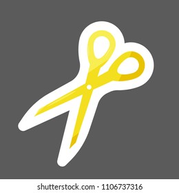 Vector colored sticker icons scissors. Vector illustration scissors. Layers grouped for easy editing illustration. For your design. 