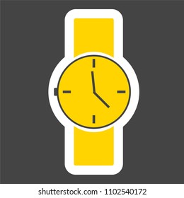 Vector  colored sticker image of  wristwatch. Clock icon. Layers grouped for easy editing illustration.  For your design. 