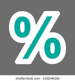 Vector colored sticker percent icon. A flat percentage icon. Layers grouped for easy editing illustration.  For your design. 
