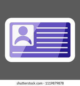 Vector colored sticker of a person card, customer card. Vector illustration of a identification badge with a photo. Layers grouped for easy editing illustration.  For your design.
