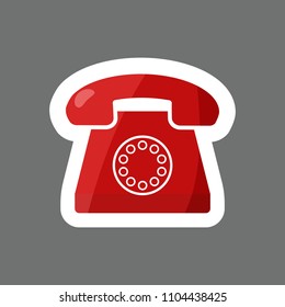Vector colored sticker of retro phone. Vector phone icon.  Layers grouped for easy editing illustration.  For your design. 
