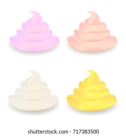 Vector Colored Sweet Cream Set Isolated on White Background