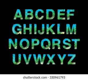 Vector colored triangles font.