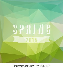 Vector colored triangular background with spring text design