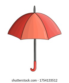 Icono de paraguas de color vectorial aislado en fondo blanco. Colorida ilustración del escudo lluvioso. Estilo de la caricatura