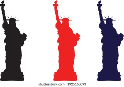 Vector of the Colored USA libery statues 