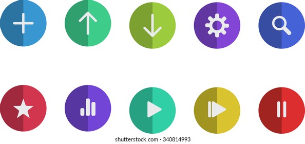 Vector colored vintage media player icons set